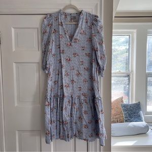 ASOS floral midi dress with puff shoulder/sleeves